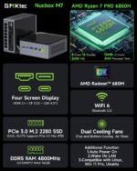 GMKtec Gaming Mini PC, M7 AMD Ryzen 7 PRO 6850H (4.70GHz) Dual NIC LAN 2.5G M7 Desktop Computer, 32 DDR5 RAM +2TB Hard Drive PCle SSD, Dual USB4, HDMI 2.1, USB-C - Image 3
