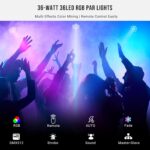 36LED RGB Stage Lights - 36W Corded DJ Par Lights Sound Activated Remote & DMX Control Uplights for Events Wedding Church DJ Party Club Music Dance Live Show Stage Lighting - 2Pack - Image 4