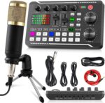 Facmogu F998 Podcast Equipment Bundle, Audio Interface & BM800 Condenser Microphone with Tripod Stand, Professional Recording Studio Package for Live Streaming, Broadcast, Recording, YouTube, TikTok - Image 2
