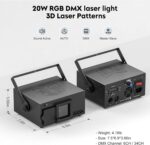 U`King Party Lights RGB Stage Lighting Beam Animation 3D Laser Lights Patterns with DMX512 Sound Activated Remote Control for Festival Bar Nightclub Wedding Live Show Church(2PCS) - Image 5