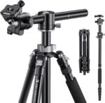 K&F Concept 67 inch Camera Tripod Horizontal Aluminum Tripods Portable Monopod with 32mm Ball Head 12KG Load Capacity Quick Release Plate, for Travel and Work T255A4+BH-32L(Gray) - Image 2
