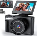 4K Digital Camera for Photography, WiFi 64MP UHD Vlogging Camera with 18X Digital Zoom, Super Wide-Angle Lens, 3" 180° Flip Screen, 32GB SD Card, Black - Image 2