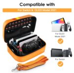 ivoler Carrying Storage Case for Nintendo Switch/Switch OLED Model,Portable Travel All Protective Hard Messenger Bag Soft Lining 18 Games for Switch Console Pro Controller & Accessories (Orange) - Image 3