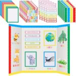 Henoyso 116 Sheets Science Fair Board Supplies 20 Printable Presentation Science Subtitles 80 Scalloped Bulletin Borders 8 Letter Sticker 8 Project Title for School Office (Board No Included) - Image 2