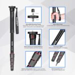 Manbily 65-Inch Camera Monopod, 5 Sections Aluminum Travel Monopod for Canon Nikon Sony DSLR Cameras Video Camcorder, Compact Portable Lightweight（E-222） (Red) - Image 4
