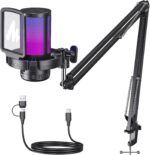 MAONO Gaming USB Microphone, Noise Cancellation Condenser Mic with Mute, Gain, Monitoring, Boom Arm Mic for Streaming, Podcast, Twitch, YouTube, Discord, PC, Computer, PS4, PS5, Mac, GamerWave DGM20S - Image 2