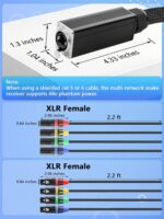 CERRXIAN 4 Channel Multi Snake 3Pin XLR to Ethercon-Compatible RJ45 Cat5/Cat6 Ethernet Breakout for ​Live Stage Audio, Sound, Lighting, Audio Recording Studio (1 Pair: Male&Female) - 2.6FT - Image 8