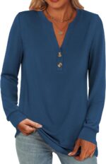 ANRABESS Women's Long Sleeve Shirts 2025 Fall Henley Dressy Loose Casual Tops Trendy Blouses Cute T-Shirts Outfits Clothes - Image 2