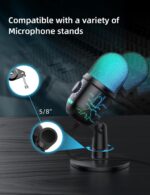 Gaming Microphone, USB Computer Microphone for PC, Mac, PS4/5, Condenser Podcast Mic for Studio Recording, YouTube, Streaming, with Headphone Jack, Led Light, Mute, Gain, Noise Cancellation - Image 6