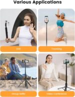 71" Phone Tripod, NT79 Extendable Selfie Stick for Cell Phone＆Camera Photo Video Kits, Phone Tripod Stand Holder with Remote Compatible with iPhone Android, Camera - Image 9