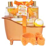 Orange Scents spa gift set Great Gift Lemon Spa Gifts for girls, Body care Set Birthday Gifts, Gift Baskets for Women, 11pcs Bath Gift Set for Women, Self Care Spa Kit Lemon Citrus Spa Gift Basket - Image 2