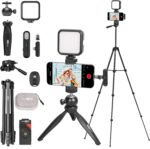 Upgraded Vlogging Kit w/Wireless Lavalier Microphone,YouTube Kit for iPhone and Smartphone w/59” Retractable Tripod,Automatic Switch Phone Clamp,Content Creator Gear for TikTok(Vlog K5) - Image 2