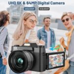 6K Digital Camera for Photography - WiFi 64MP Vlogging Cameras for YouTube with 3" 180° Flip Screen, 16X Digital Zoom Autofocus Vlog Travel Camara with 32GB SD Card, 2 Batteries and Double Charger - Image 3