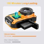 Digital Camera - 4K 56MP 33FT UHD Underwater Camera for Snorkeling with 32GB Card Dual-Screen Compact Waterproof Dustproof Floatable Camera - Autofocus Point and Shoot 1500mAh Battery (Yellow) - Image 9