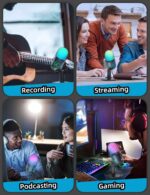 Gaming Microphone, USB Computer Microphone for PC, Mac, PS4/5, Condenser Podcast Mic for Studio Recording, YouTube, Streaming, with Headphone Jack, Led Light, Mute, Gain, Noise Cancellation - Image 9