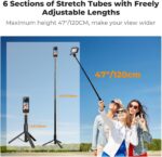 K&F Concept Invisible Selfie Stick, Extension Long Pole（120cm/47.2in） Compatible with Insta360 X5/X4/X3 GoPro Hero 13/12/11 DJI OSMO Pocket 3, 1/4" Extended Monopod with GoPro Adapter. - Image 6