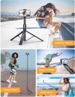 71" Phone Tripod, NT79 Extendable Selfie Stick for Cell Phone＆Camera Photo Video Kits, Phone Tripod Stand Holder with Remote Compatible with iPhone Android, Camera - Image 6