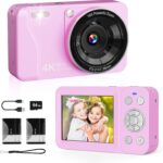 Digital Camera, 4K 64MP, 18X Zoom, Point and Shoot Digital Camera with 64GB SD Card & 2 Batteries, Portable Rechargeable Small Camera for Kids Teens Adult, Purple - Image 2