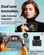 4K Digital Camera for Photography, 64MP Autofocus Vlogging Camera for YouTube with Selfie Lens, Compact Travel Video Camera with Flash, 16X Zoom, Anti-Shake, 32GB Card, 2 Batteries(Black) - Image 3