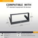 RIVECO 4u Tabletop Rack for Audio & Network, Desktop Rack Shelf Open Frame Sound Recording Shelf, Tappered Holes Black 2 Post - Image 4