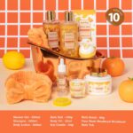 Orange Scents spa gift set Great Gift Lemon Spa Gifts for girls, Body care Set Birthday Gifts, Gift Baskets for Women, 11pcs Bath Gift Set for Women, Self Care Spa Kit Lemon Citrus Spa Gift Basket - Image 4