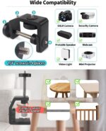 Universal C-Clamp with 1/4 Screw Rubber 360°Rotatable Ball Head Camera Mount Adapter for Tripod Monopod Desk Mount Holder LCD Monitor Flash Cart Bench Worktable Light Stand Rod Hook Shelves Cross Bar - Image 4
