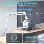 FIFINE Dynamic Microphone with Boom Arm, Studio Vocal XLR Microphone, Podcast USB Mic Kit for PC with Mute Button, Volume Knob, Headphone Jack, for Streaming Recording-AmpliTank K688CT White - Image 4