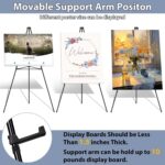 Easel Stand for Sign Picture Stands for Display, Photo Stand Floor Standing Tripod Black Easel with Support Rods, Welcome Board Stand for Wedding, Poster - Image 9