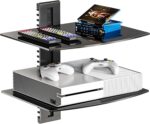 WALI Floating Entertainment Center Shelves, Holds Up to 17.6lbs, TV Shelf with Strengthened Tempered Glasses for DVD Players, Cable Boxes, Games Consoles, TV Accessories (CS202B), 2 Shelf, Black - Image 2