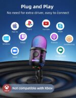 Gaming Microphone, USB Computer Microphone for PC, Mac, PS4/5, Condenser Podcast Mic for Studio Recording, YouTube, Streaming, with Headphone Jack, Led Light, Mute, Gain, Noise Cancellation - Image 7