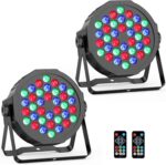 36LED RGB Stage Lights - 36W Corded DJ Par Lights Sound Activated Remote & DMX Control Uplights for Events Wedding Church DJ Party Club Music Dance Live Show Stage Lighting - 2Pack - Image 2