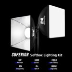 Softbox Lighting Kit, NiceVeedi 16'' x 16'' Softbox Photography Lighting Kit with 63” Tripod Stand & 5400K 450W Equivalent LED Bulb, Continuous Lighting for Photography/Video Record/Live Streaming - Image 3