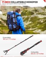 IFOOTAGE Cobra 3 Carbon Fiber Monopod with Pedal, 71" Professional Mono pod for Cameras, Portable Travel Mono Pod with Feet, Max Load 17.64 lbs, Compatible with Sony Canon Nikon DSLR Camera, C180F-P - Image 6