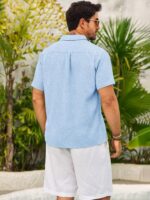 Runcati Mens Guayabera Shirts Button Down Cuban Casual Short Sleeve Shirt Summer Linen Beach Mexican Wedding Tops - Image 4