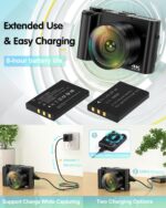 4K Digital Camera for Photography, 64MP Autofocus Vlogging Camera for YouTube with Selfie Lens, Compact Travel Video Camera with Flash, 16X Zoom, Anti-Shake, 32GB Card, 2 Batteries(Black) - Image 6
