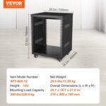 VEVOR 12U AV Rack Stand, Server Rack Cabinet, Network Stereo Recording Studio Rack with Lockable Caster Wheels, Special Vents for 19" Audio Video Musical & IT Equipment Mounting, 300 lbs Capacity - Image 8
