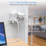 Surge Protector 8 Outlet Extender, TESSAN Multi Outlet Splitter with 3 USB Wall Charger (1 USB C Port), 3-Sided Multiple Plug Power Strip 1700J, Charging Station for Home Office Dorm Room - Image 3