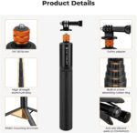 K&F Concept Invisible Selfie Stick, Extension Long Pole（120cm/47.2in） Compatible with Insta360 X5/X4/X3 GoPro Hero 13/12/11 DJI OSMO Pocket 3, 1/4" Extended Monopod with GoPro Adapter. - Image 7