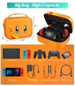ivoler Carrying Storage Case for Nintendo Switch/Switch OLED Model,Portable Travel All Protective Hard Messenger Bag Soft Lining 18 Games for Switch Console Pro Controller & Accessories (Orange) - Image 4