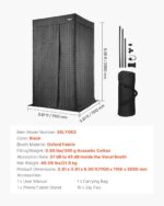 VEVOR Portable Vocal Booth, 6.56 ft Height, Pro-Grade Recording Studio with Travel Bag, Mobile Tablet Stand, Thickened Soundproofing, Sound Isolation Booth for Echo-Free Vocals, Podcasts, Voiceovers - Image 8