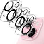 JETech Camera Lens Protector for iPhone 15 6.1-Inch and iPhone 15 Plus 6.7-Inch, 9H Tempered Glass, Anti-Scratch, Case Friendly, Does Not Affect Night Shots, HD Clear, 3-Pack - Image 2