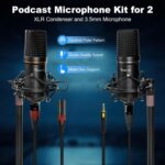 Podcast Equipment Bundle for 2, Audio Interface with XLR Condenser Microphone, and 3.5mm Mic,RGB, Mute,48V Phantom Power for Streaming,Gaming,Recording-Black (H1) - Image 4