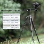 K&F Concept 67 inch Camera Tripod Horizontal Aluminum Tripods Portable Monopod with 32mm Ball Head 12KG Load Capacity Quick Release Plate, for Travel and Work T255A4+BH-32L(Gray) - Image 3