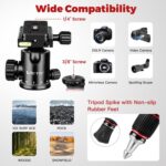 Camera Tripod, 80" Aluminum Heavy Duty Camera Tripod Stand with 360° Ball Head, Phone Holder & Carry Bag, Professional Camera Tripods & Monopods for Camera, Phone, 34lb Max Load - Image 4