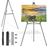 Easel Stand for Sign Picture Stands for Display, Photo Stand Floor Standing Tripod Black Easel with Support Rods, Welcome Board Stand for Wedding, Poster - Image 2