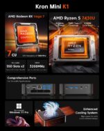 ACEMAGICIAN Mini PC Gaming, AMD Ryzen 5 7430U (Equivalent to 5850U, 6C/12T, Up to 4.3Ghz), 16GB DDR4 512GB SSD Mini Computers Micro Desktop PC 4K Triple Display WiFi6 BT5.2 for Gaming Office Home - Image 3