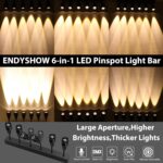 Pinspot Light Bar,6PC LED Pinspot Stage Lights Disco Ball Manual Zoom(15-60 Degree) 3200K Dimmable Warm White DMX Sound Activated Lights for Party Activities Live Show Concert Church Wedding - Image 3