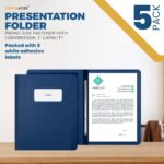 5 Pack of 8.5 ”x11” Pressboard Presentation Binder Folder, Blue Fiberboard Report Cover with Metal Prong Paper Fastener to Neatly Bind Reports, Proposals, Transcripts and Other Documents - Image 3