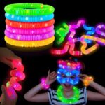 Glow Sticks Camping Essentials for Toddlers-6 PCS Light Up Pop Tube Party Favors Toys Gifts for Kids Halloween,LED Bracelet Necklace Accessories,Fun Camp Games Activities Gear Stuff for Boys Girls - Image 2