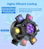Moving Head DJ Lights, 150W RGBW 4-in-1 LED 6 Arms Disco Stage Light with Mixed Lighting Effects, DMX-512 & Sound Activated & Remote Control, Laser Party Lights for Bar, Wedding, Club and Live House - Image 5